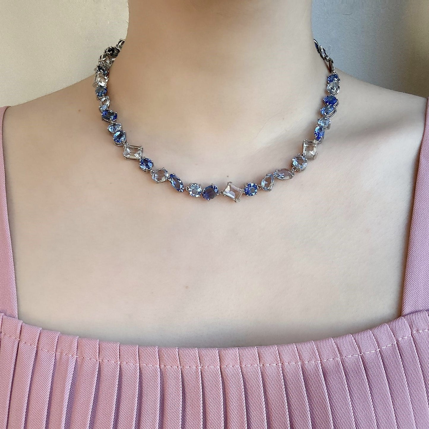 Marine Moonstone Crystal Necklace