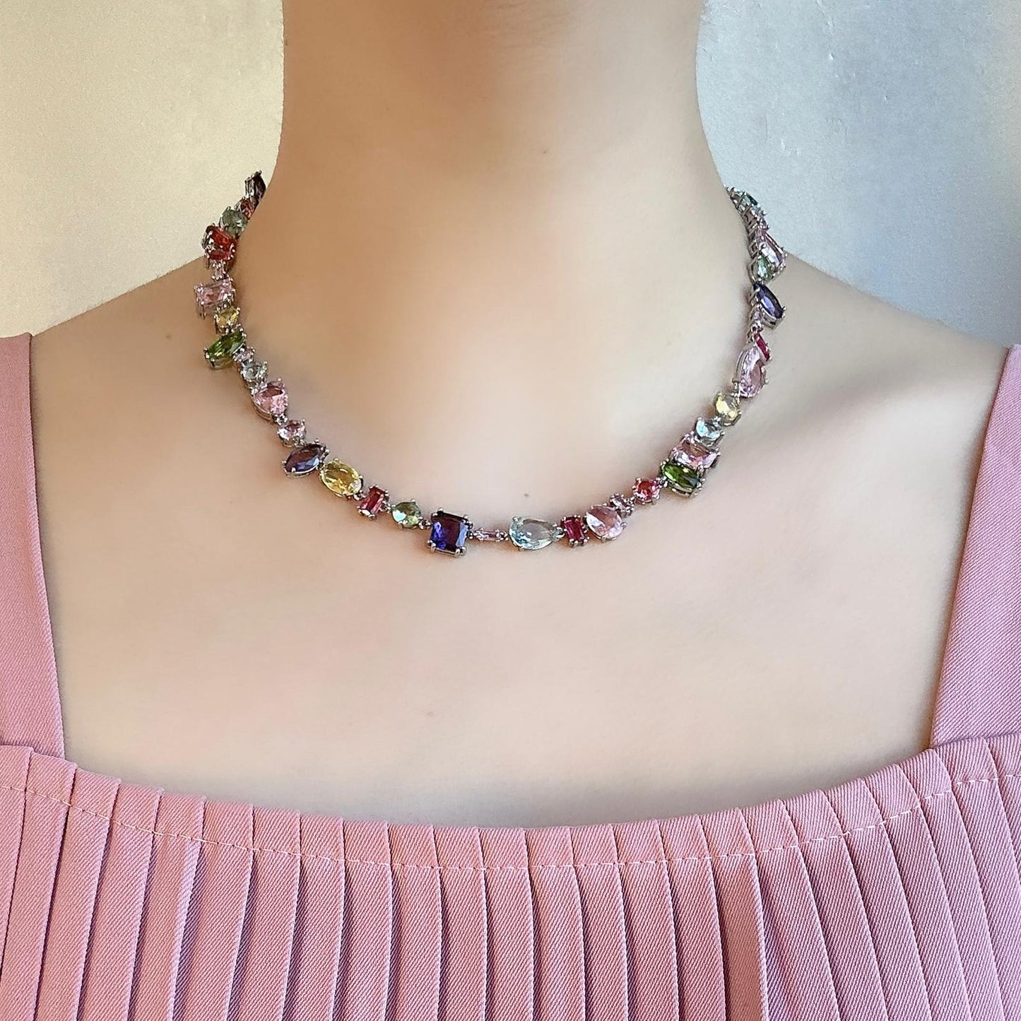 Cotton Candy Crystals Necklace